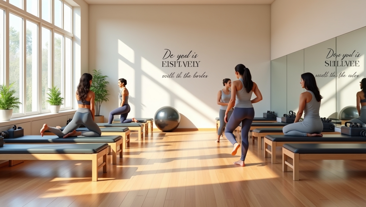 Woman practicing Pilates with flowing movement